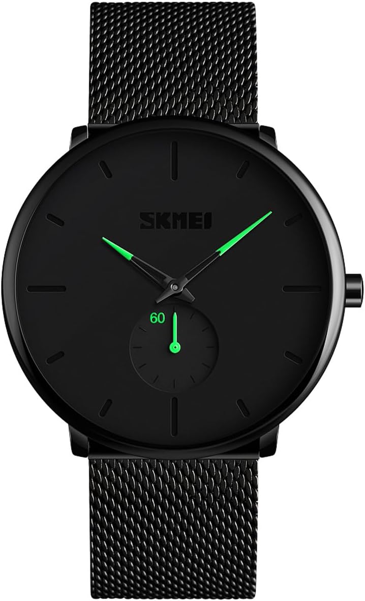 Alienwork Watch Men Women with Small Second Hand Mesh Strap