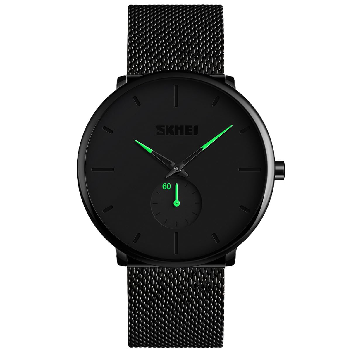 Alienwork Watch Men Women with Small Second Hand Mesh Strap