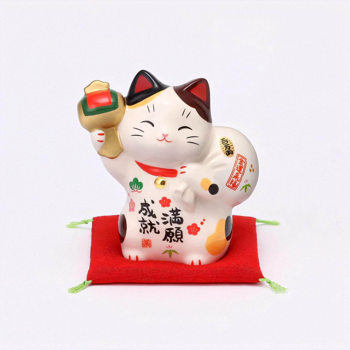 Yakushi Kiln Lucky Cat with Treasure Bag