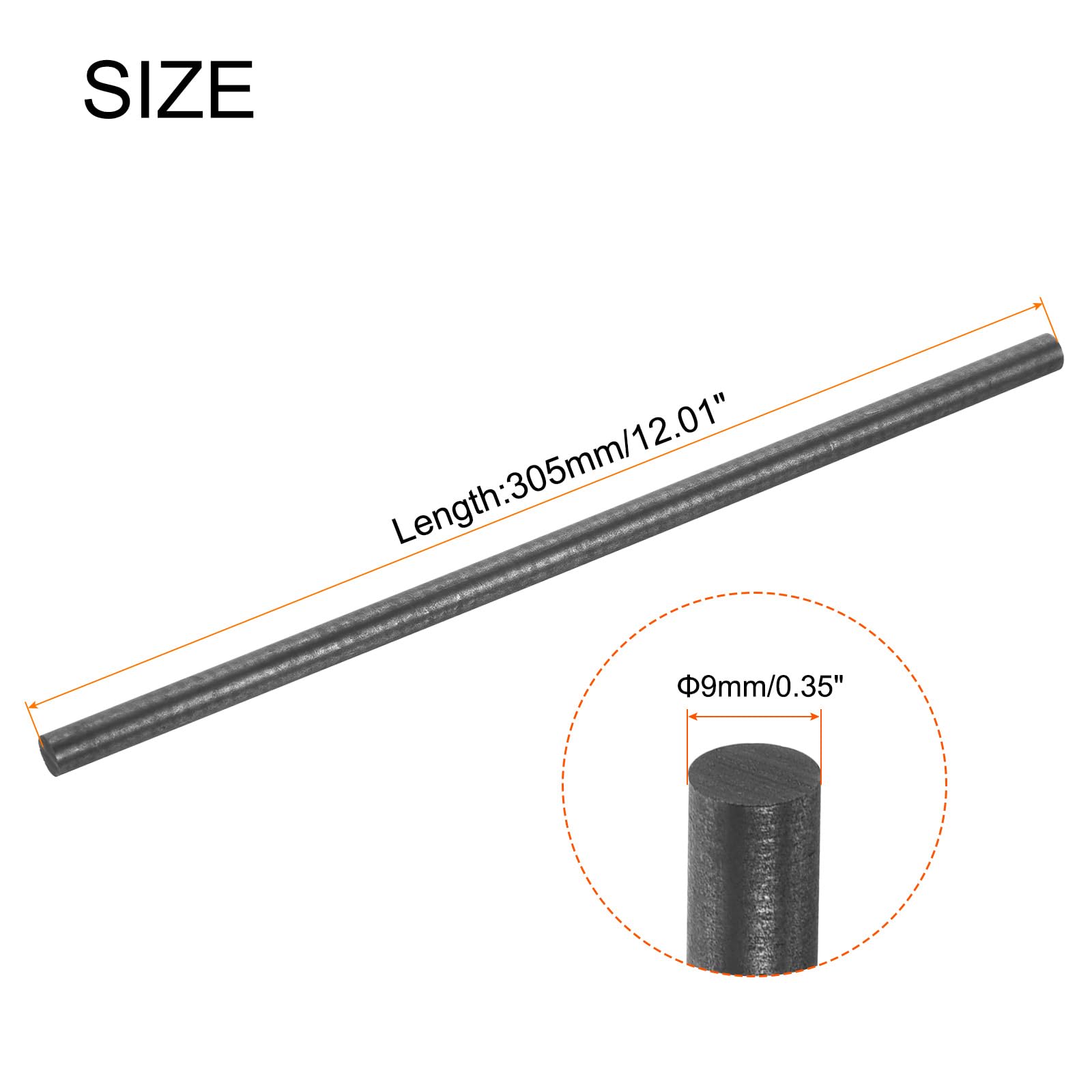 QUARKZMAN Graphitstab, Graphitrührstab Zylinderstab Kohlestab 305x9mm Schwarz für Elektrode, Schmelzen, Gießen, Schmelztiegel, Packung mit 3 Stück
