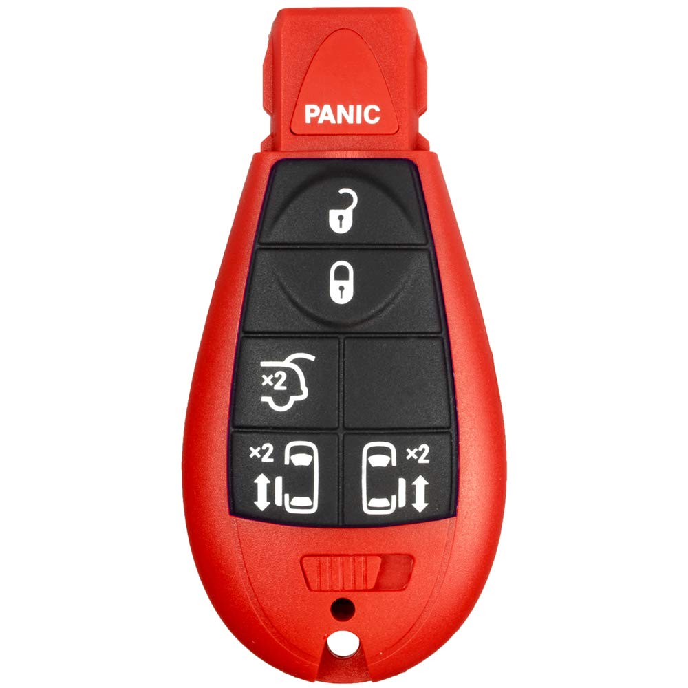 1 New Red Keyless Entry 6 Buttons Remote Start Car Key Fob Fobik M3N5WY783X, IYZ-C01C For Town Country Volkswagen Routan Dodge Grand Caravan