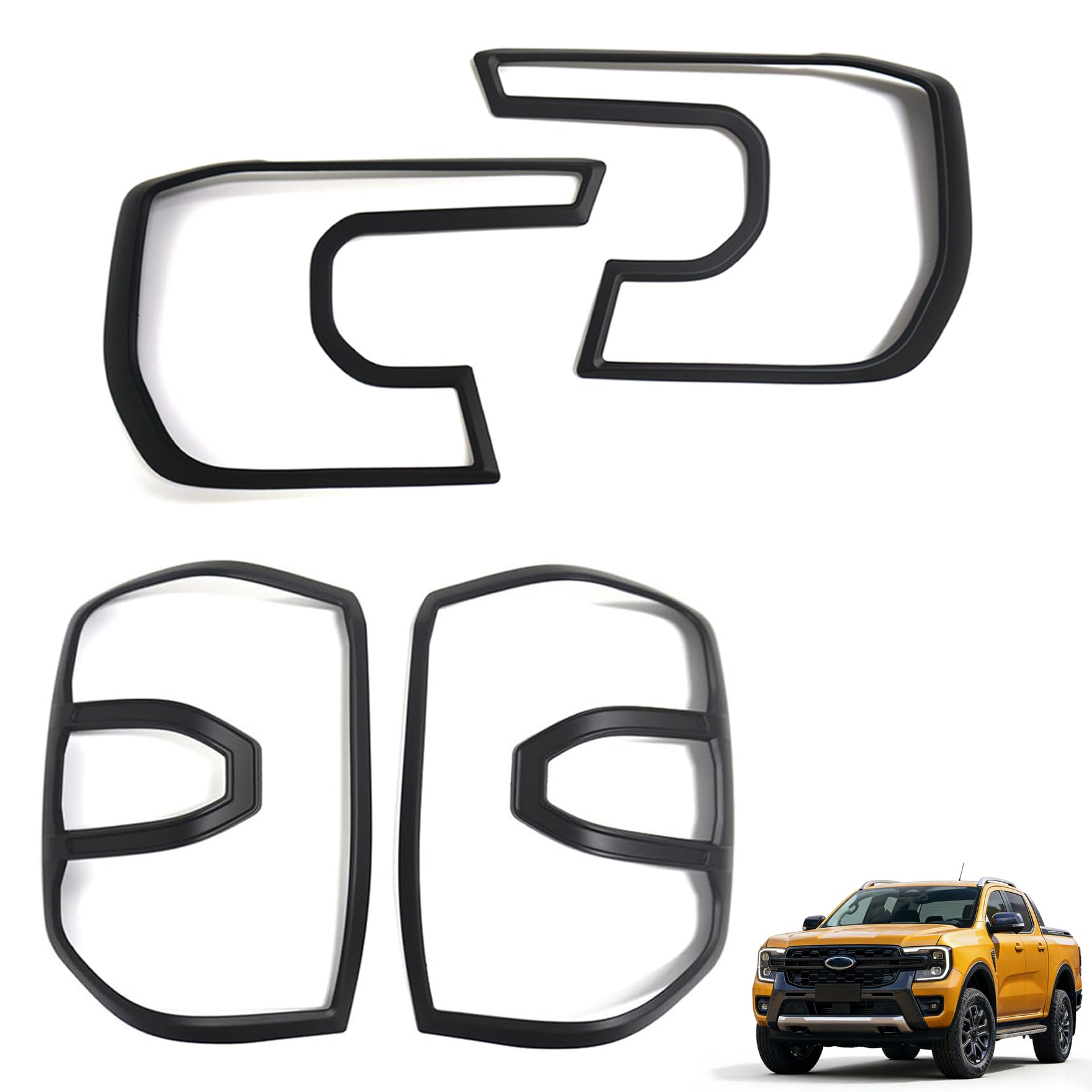 Zestaw osłon reflektorów i tylnych świateł do Ford Ranger Sport 2023-2025 T9, do Raptor Wildtrak XLT, zestaw osłon przeciwsłonecznych ABS, akcesoria do stylizacji, tylne reflektory