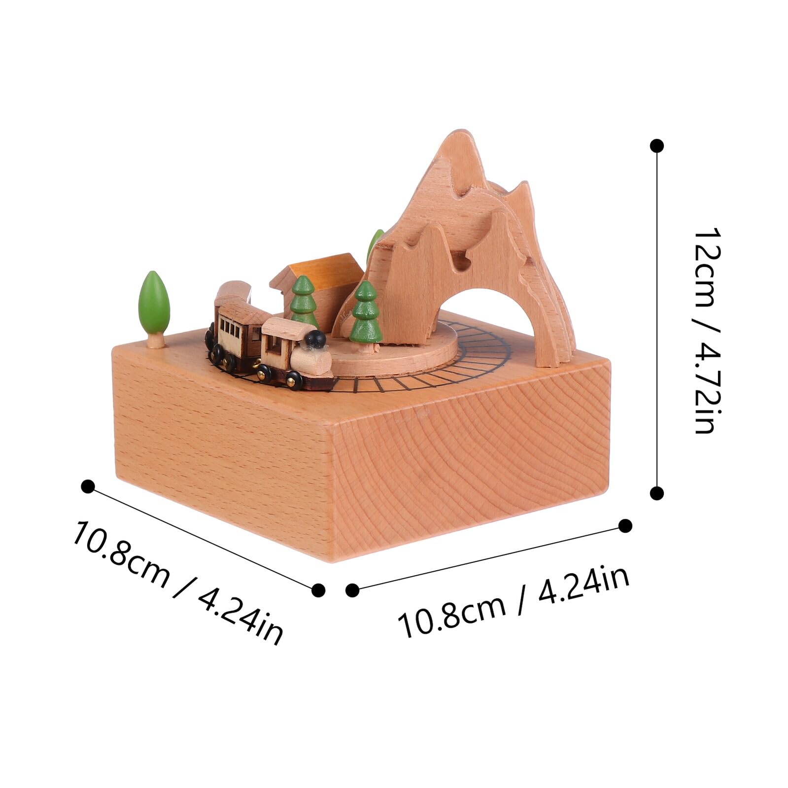 BESPORTBLE Caja de Música Giratoria de Madera Diseño de Montaña Rusa Adorno Creativo para Escritorio Caja Musical Infantil y Decoración del Hogar Obsequio para Cumpleaños y Ocasiones