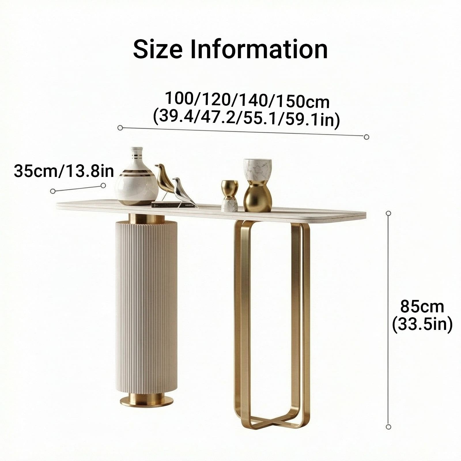 Mesa Consola Moderna con Tablero y Base de Piedra Sinterizada, Mesa Consola