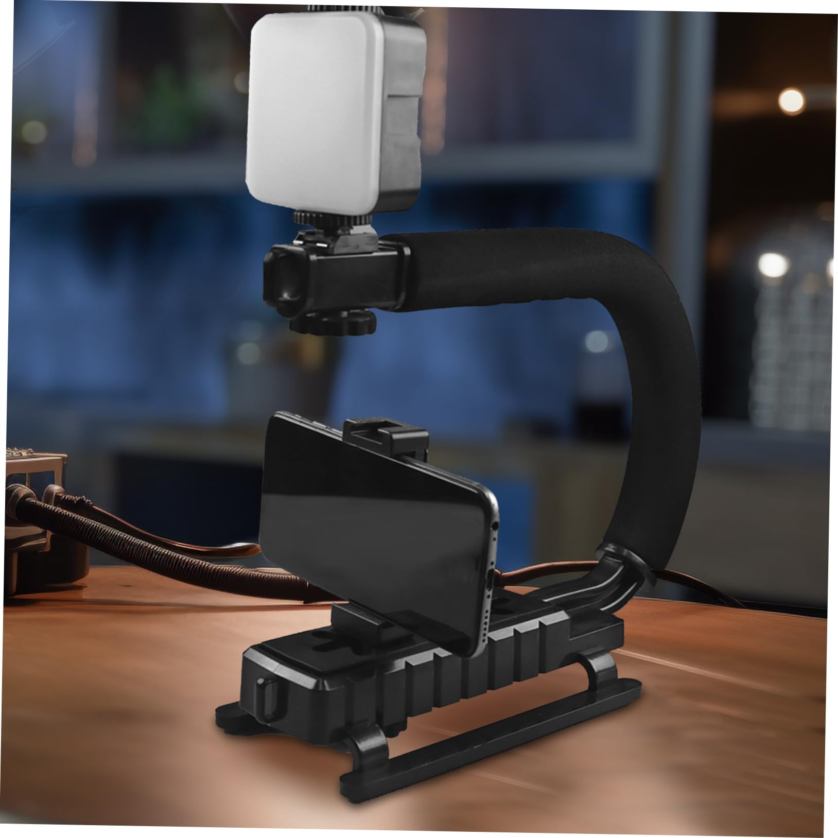 Stabilizzatore per Fotocamera Portatile a U Nero in Abs | Lega di Alluminio e Schiuma, per Dslr e Camera, Design Multifunzione per Outdoor e Viaggio