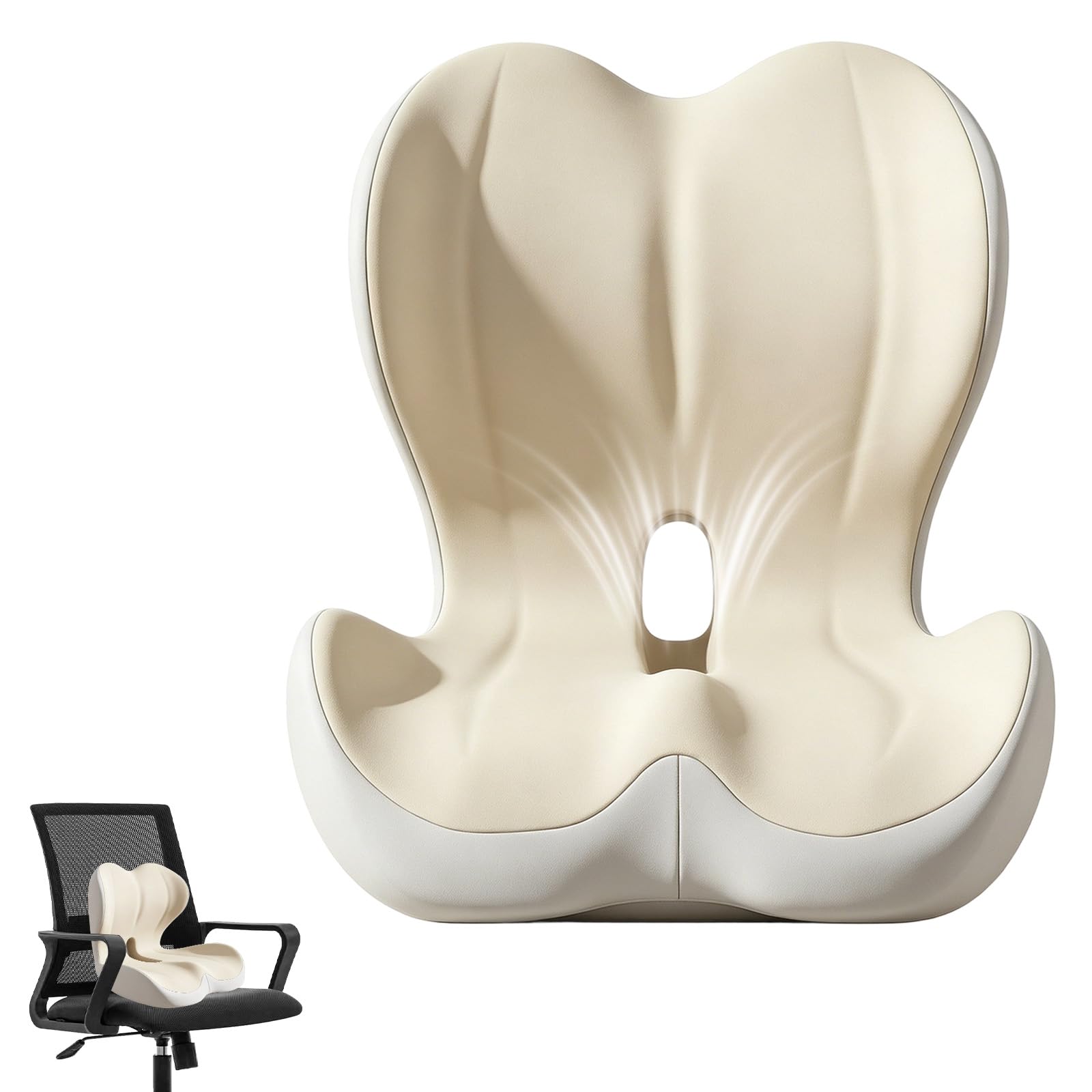Cuscino per seduta con schienale, ortopedico con schienale, a forma di L, in memory foam, per casa e auto, per mal di schiena, cuscino di correzione del sedile