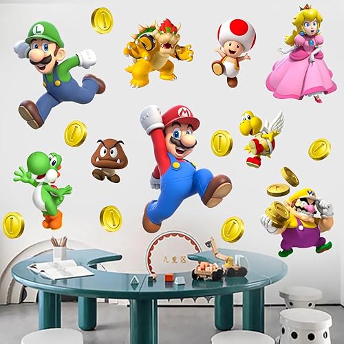 Miniatura 10 de SKTFFR Mario Brothers - Calcomanías de pared para niños, decoración de pared de PVC, decoración de pared para habitación de niños, sala de estar