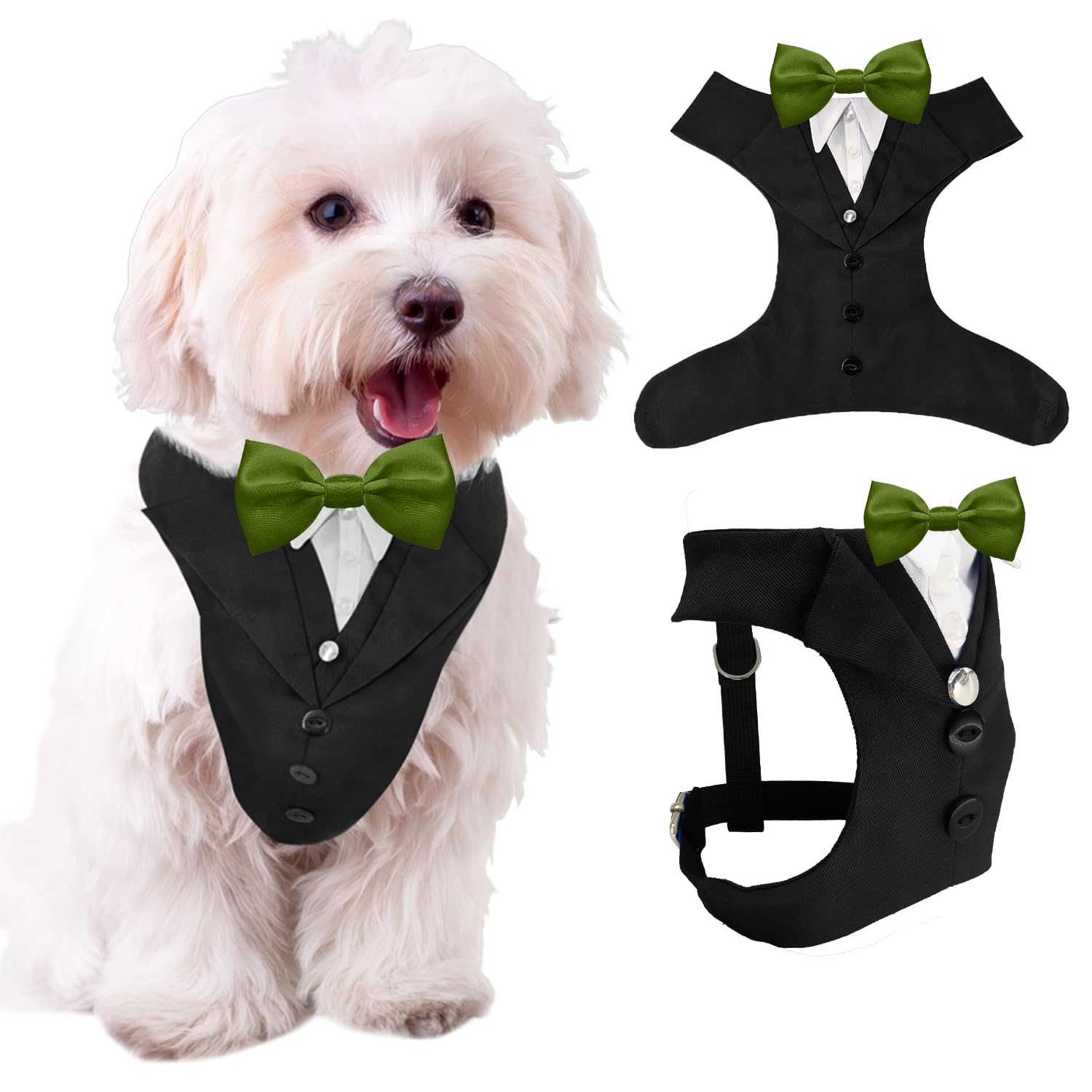 AVERYDAY Dog Tuxedo for Wedding Outfit, Dog Suit and Tie Costumes for Birthday, Halloween, Cosplay, Christmas Party, Pet Formal Wear with Bowtie, Tux for Small Dogs, Chihuahua, Bichon, Maltese, Cats