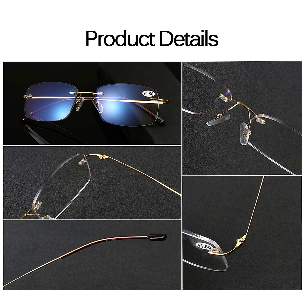 Rahmenlose progressive Mehrfokus-Lesebrille mit Blaulicht-Filterlinse Fern und Nah Dua Verwenden Sie Brillen mit großer Sichtweite und Strahlenschutzbrille