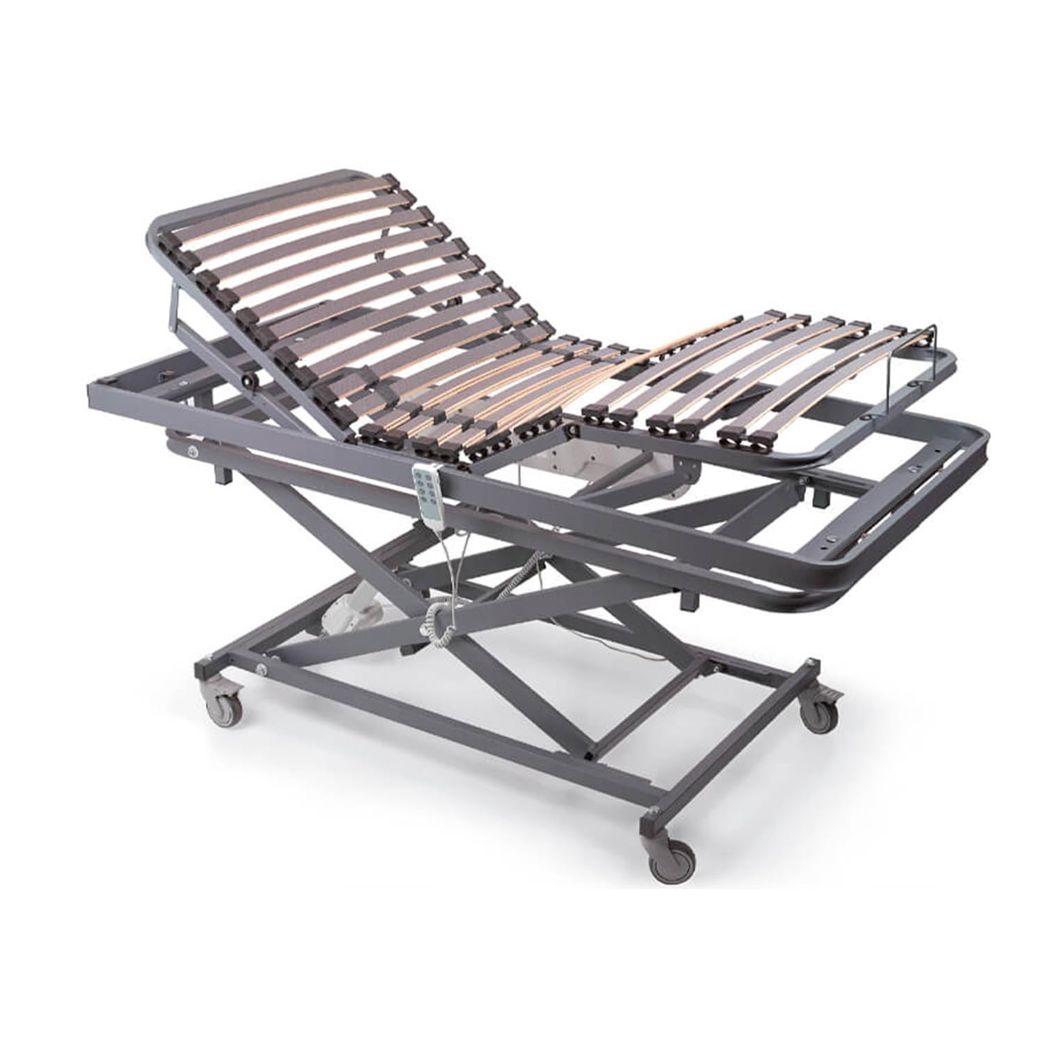 Ferlex - Cama articulada eléctrica con Carro Elevador | Somier articulado de 4 Planos | Altura Regulable 43-83 cm (105x190 cm)