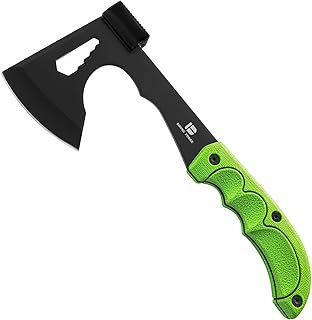 KHU Siekiera Tomahawk Siekiera Kempingowa, Siekiera Survivalowa dorosłych - uniwersalna siekiera do różnych prac związanych z drewnem - Multi Tool z kluczem sześciokątnym z kaburą (Zielony - AX3053)