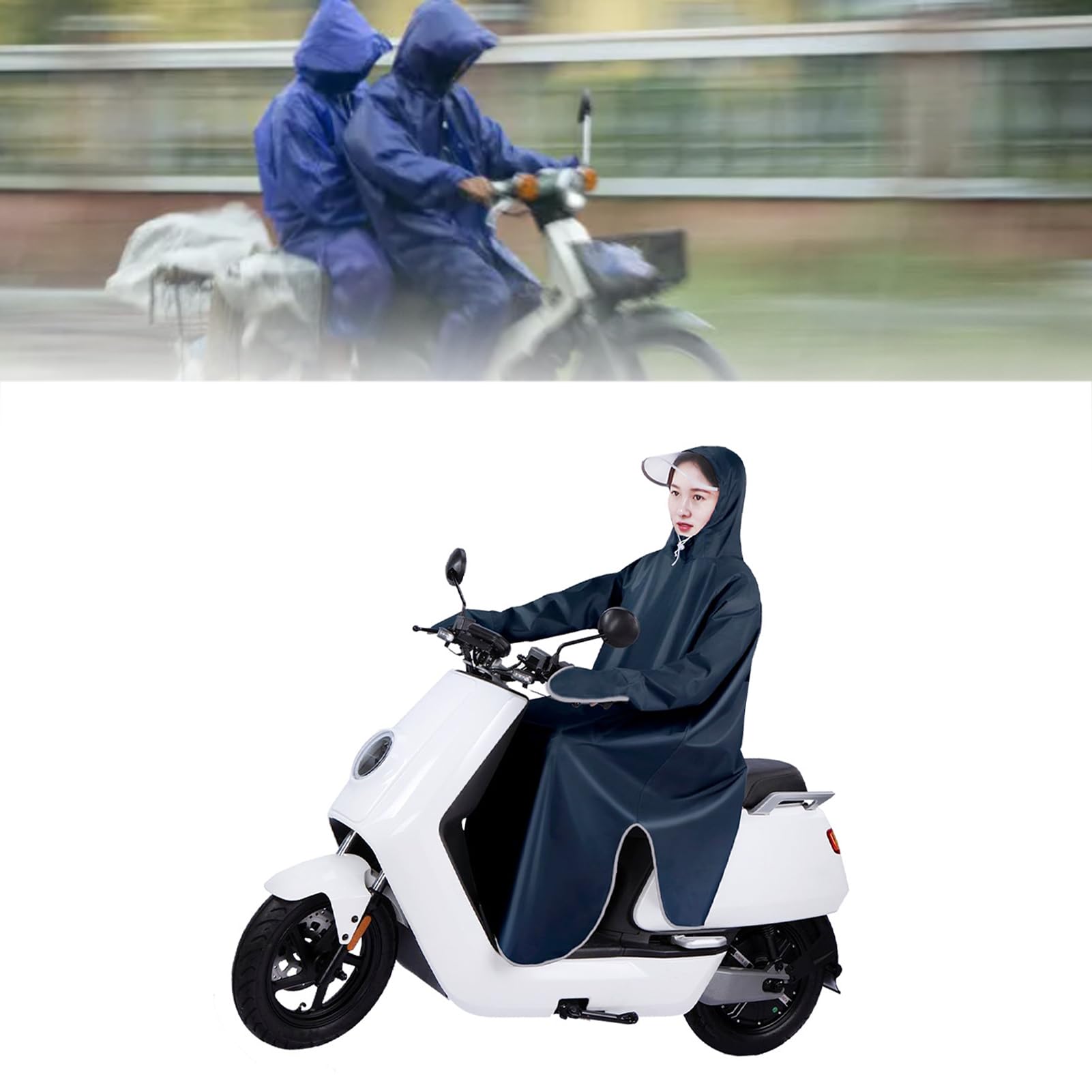 Cappotto Impermeabile per Moto, Poncho Antipioggia Moto Mantella da Pioggia per Bicicletta Unisex Giacca da Antivento Resistente Rughe Riutilizzabile Ciclismo Adulto Scooter Mobilità