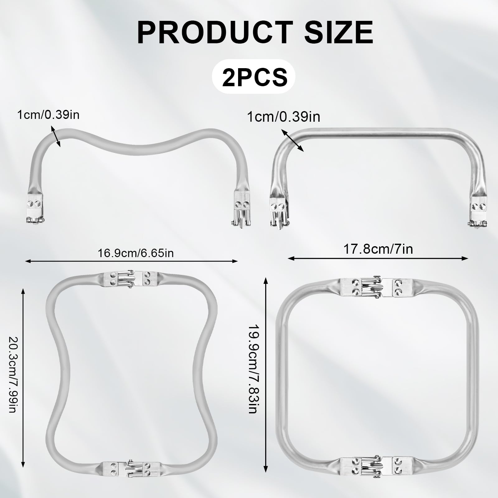Thapncow - Lot De 4 Cadres Tubulaires Pour Sac à Main (190 Mm) En Aluminium - Fermoir à Pression, DIY