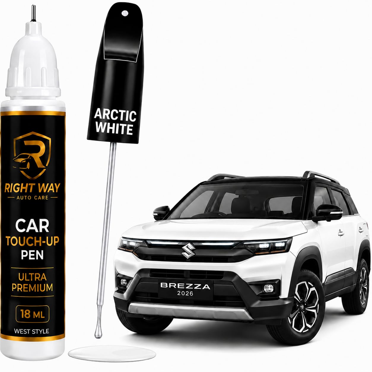 RIGHT WAY® Maruti Suzuki Brezza Pearl Arctic White (ZHJ) Touch Up Paint Pen | OEM Factory Color Match | Car Scratch Remover | Quick Dry High Gloss Finish | Paint Chip & Scratch Repair | Rust & Corrosion Protection | DIY Easy Application | Pearl Arctic White (ZHJ)-image-49