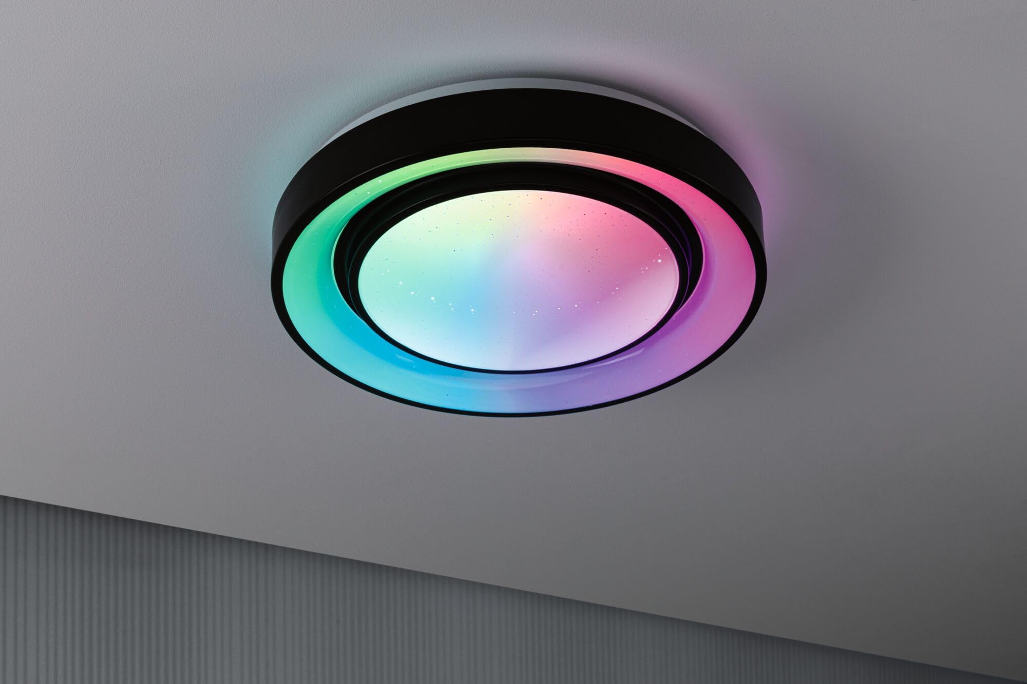 Paulmann 70544 LED Ceiling light Rainbow mit Regenbogeneffekt incl. 1x22 W Dimmable dynamicRGBW Farbsteuerung black, white Kunststoff, Metall 3000 K