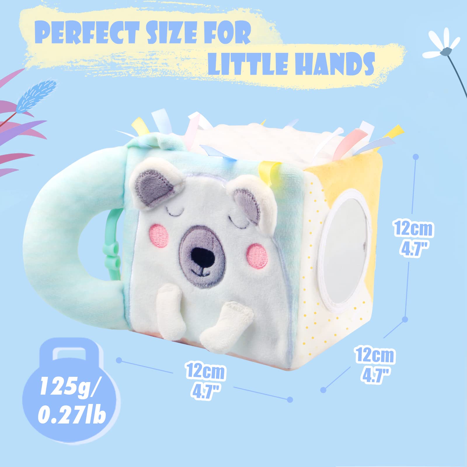 Cubo de actividades para bebés, juguetes educativos para bebés, centro de aprendizaje temprano, cubo sensorial, multicolor, juguete para bebés, juguetes para bebés de 0 meses (oso polar) 7