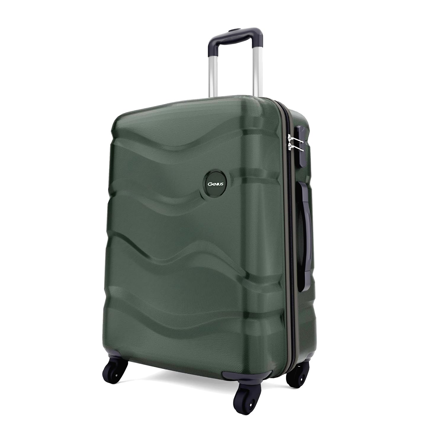 Genius Fortis 77cm Large Size Check-in Trolley Bag Hard Case Polycarbonate, 4 Spinner Wheels, 360 Degree Wheeling Luggage, Travel Bag, Suitcase for Travel, Trolley Bags for Travel, Green