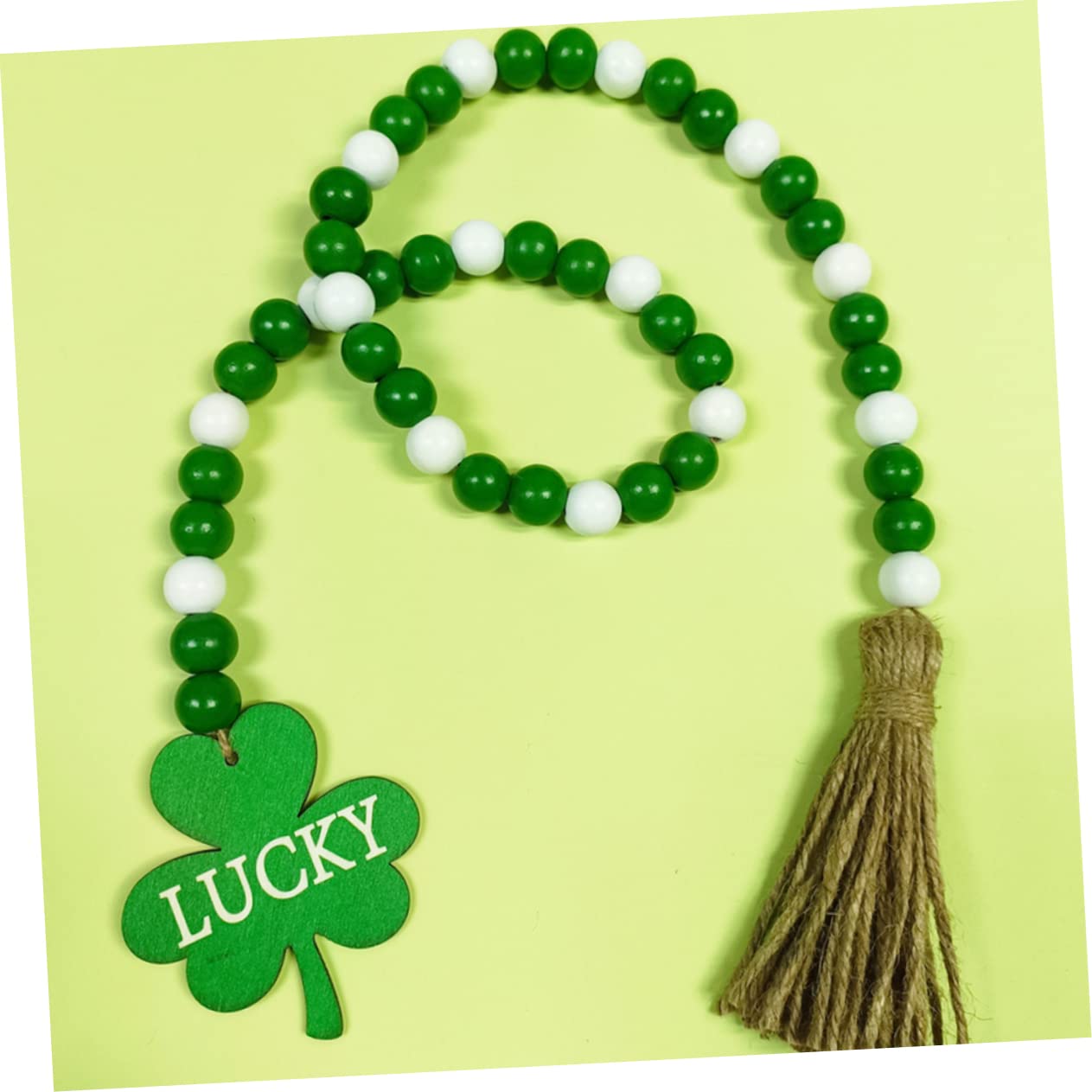 MAGICLULU 5st Klee Quaste Perlen Perlengirlande Girlandendekor Quastengirlande Tag Dekorationen Zum St. Patrick's Day St. Patrick's Day Charms Quastenperlen Hängende Türperlen Holz