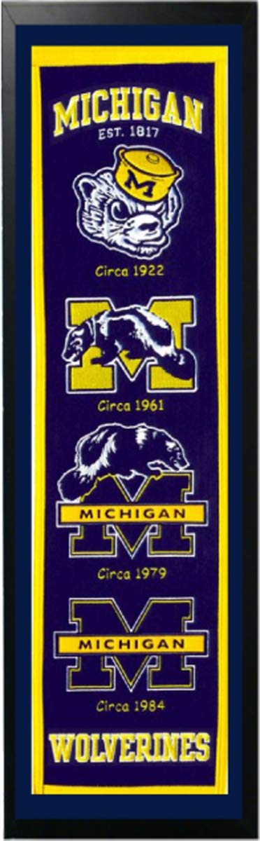 Encore Michigan Logo History Felt Banner - 14 x 37 Framed