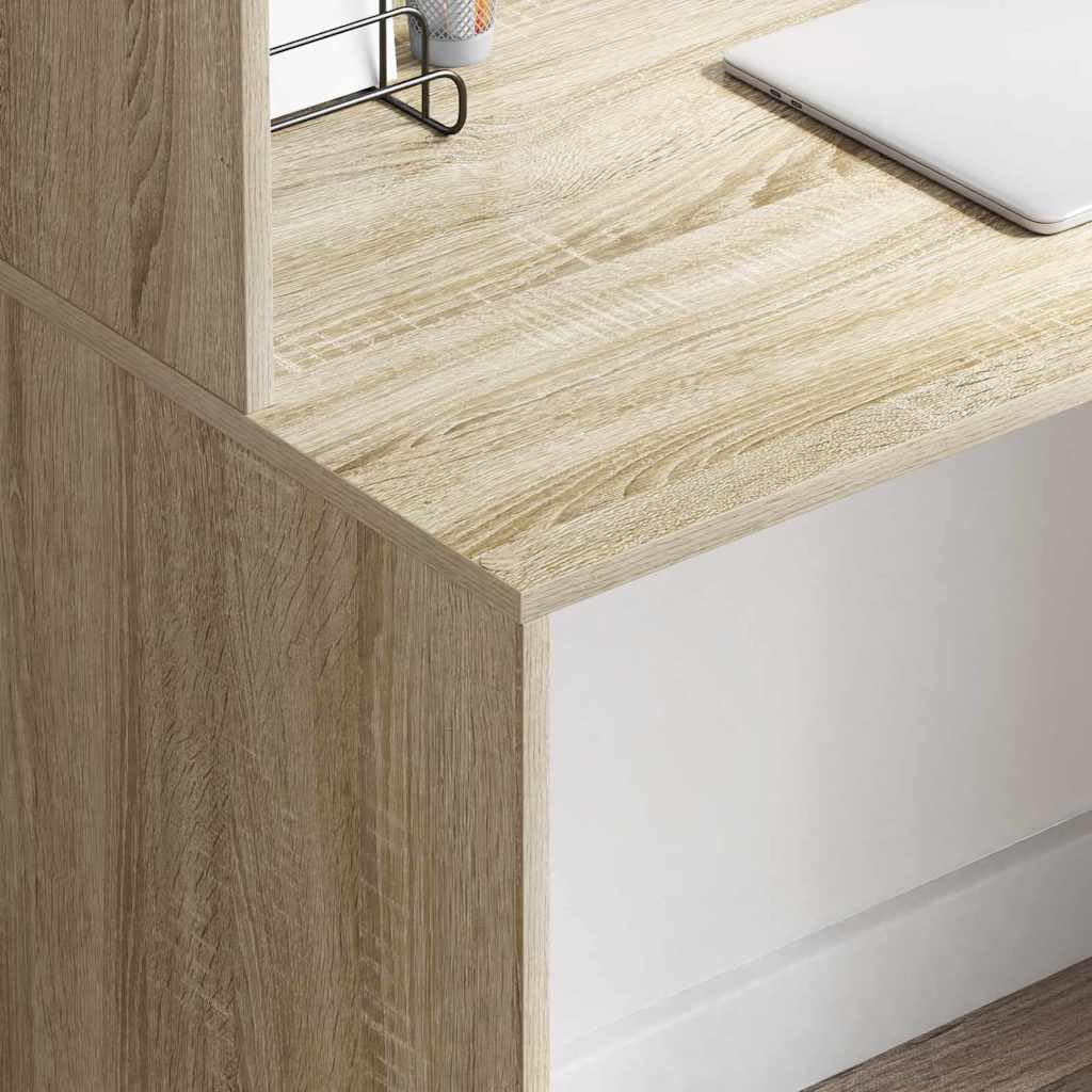 Scrivania in rovere Sonoma, 102 x 50 x 124 cm, in legno opaco, con 1 ripiano, scrivania da ufficio, postazione di lavoro per home office, monitor laptop, documenti e ordine