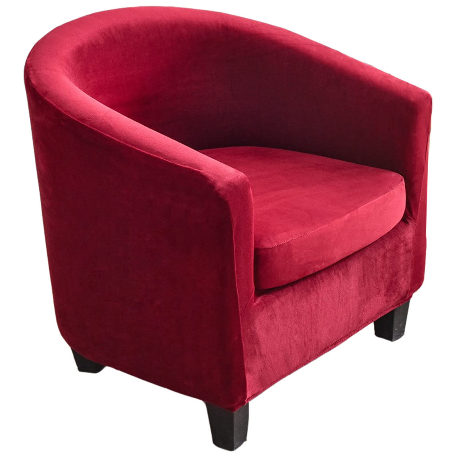 JHLD Velvet Club Chair Slipcover, 2 Pieces Stretch Tub Chair Cover Elastic Tub Chair Slipcover With Elastic Bottom Machine Washable For Living Room-Red wine-2 Piece