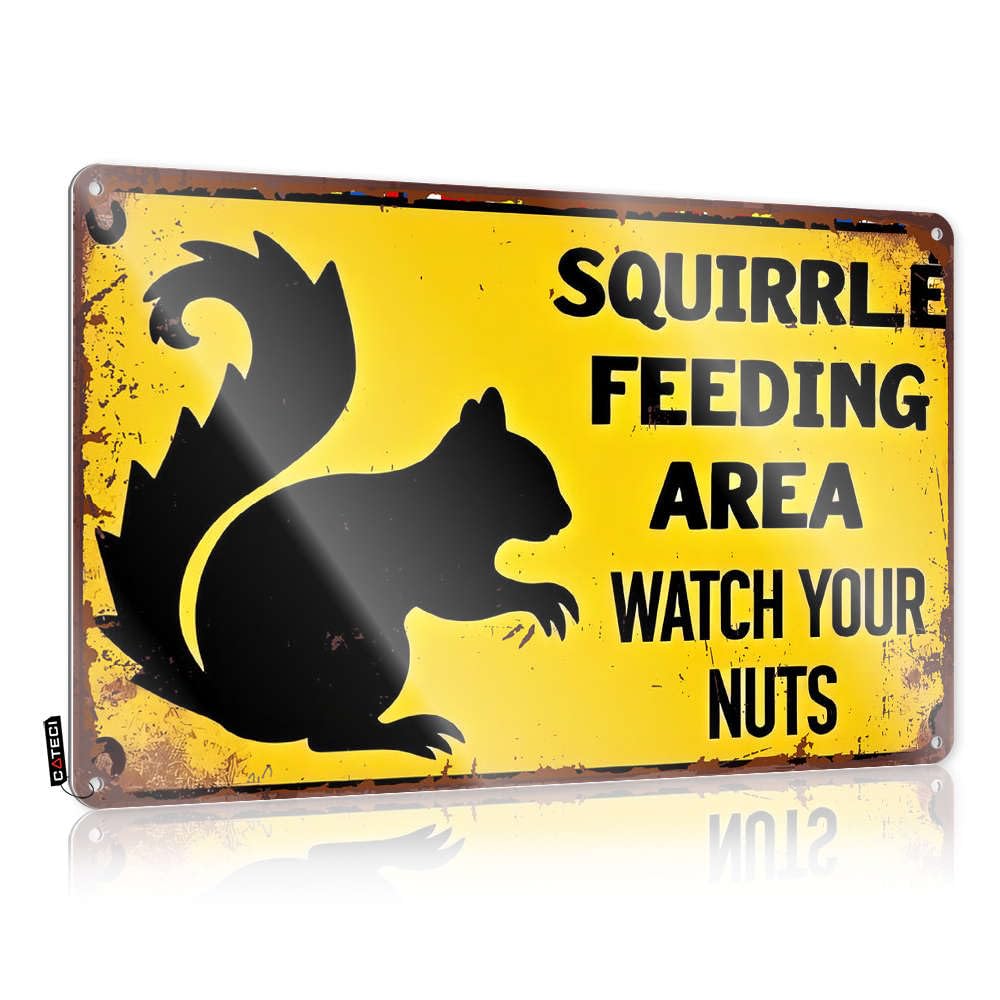 Sujd Colour Squirrel Feeding Area Watch Your Nuts! Framed Cute - Cool Wall Decor Gift For Biker Vintage Wall Art(30X40cm)