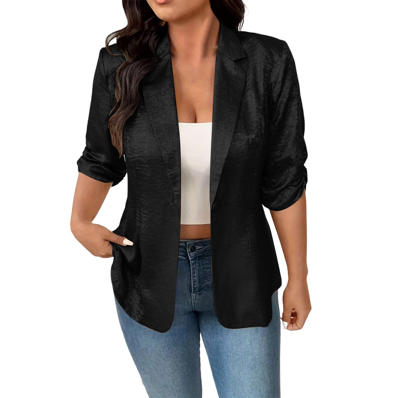 Women's Casual Blazers Open Front Long Sleeve Lightweight Work Office Suit Jackets Blazer Party Slim Casual Outfits