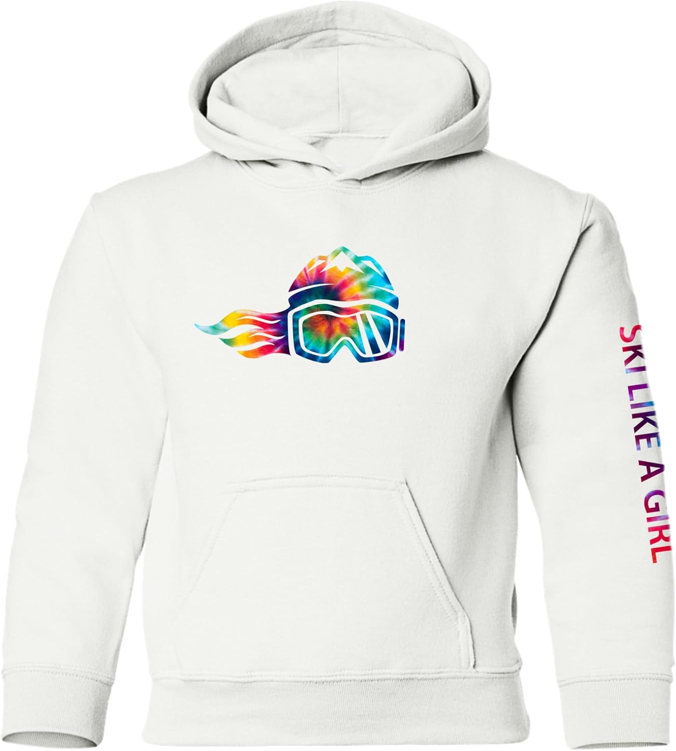 Ski Like A Girl Youth Girls Hoodie Tie-Dye Logo (Ages 6-14)