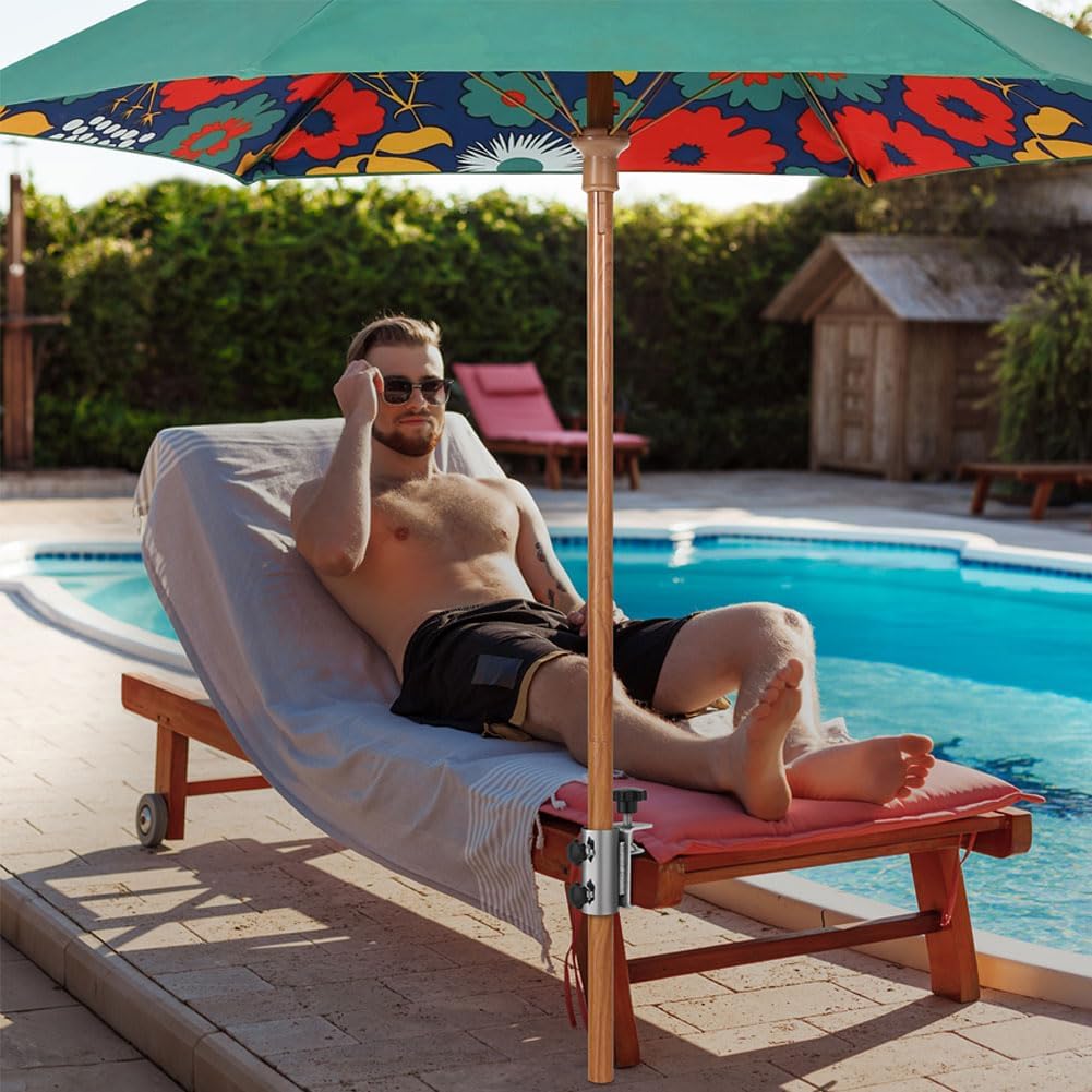 Heavy Duty Upgraded Stainless Steel Umbrella Clamp、Outdoor Umbrella Holder,Parasol Holder,Patio Umbrella Stand Clip,Attaches to Post Railing,BenchesCourtyard Balcony