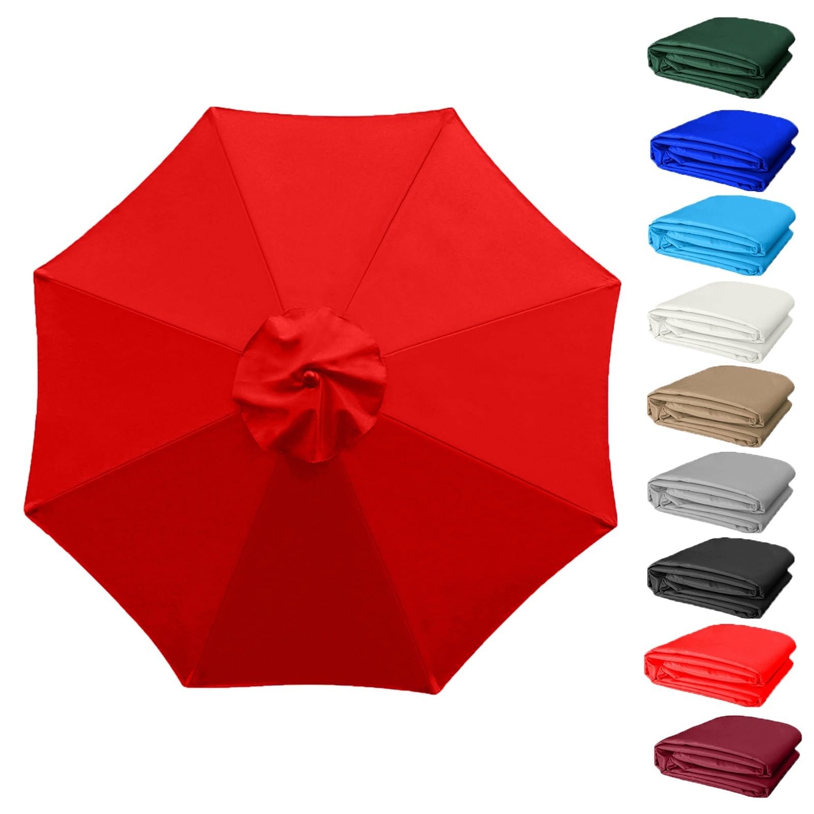 QIQVIV Parasol Replacement Canopy Cover 6/8 Arms, Waterproof Garden Umbrella Fabric Cloth, UV Protection Sunshade Replacement For Outdoor Patio Table Parasols(Canopy Only)(Red,(6Rib) 2.7m/106in)