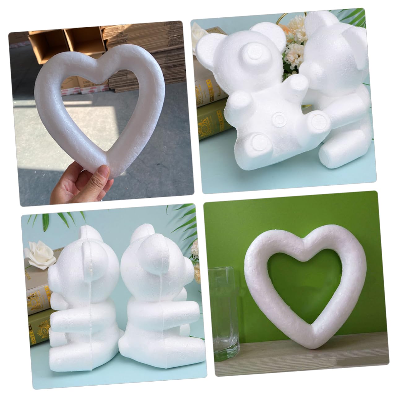 Artibetter 3 Sätze Schaummodell Bear Peach Heart Schaumstoffe Tragen Unvollendetes Schaumstoffhandwerk Klein Geformt Schaumform Tragen Bärenförmiges Handwerk Schäume Handwerk Weiß 4 Stück * 3