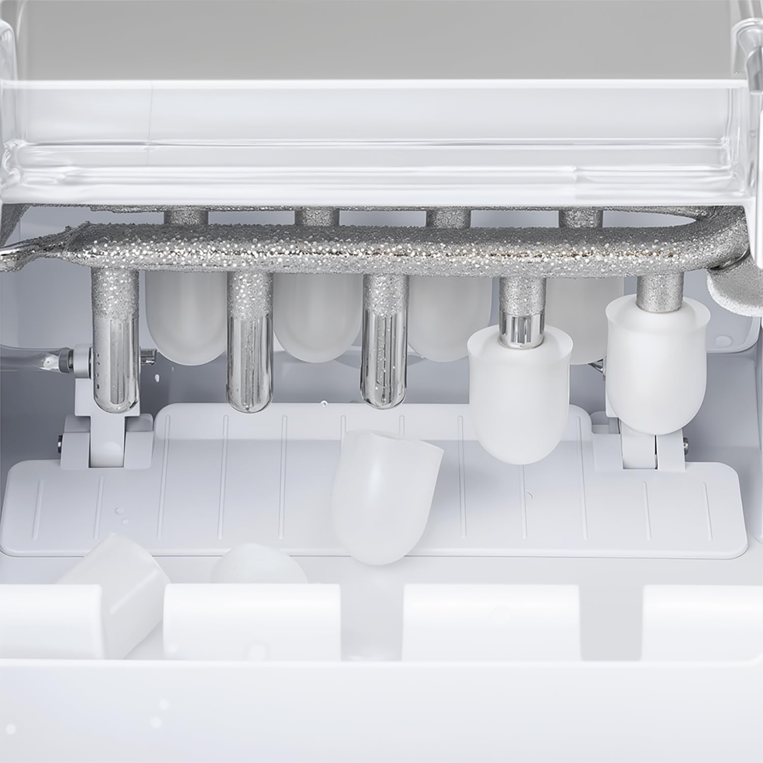H.Koenig KB14 Eiswürfelmaschine, 12kg in 24 Stunden, Eiswürfel in 6min, 2 Eiswürfelgrößen, 120 W Silber leise, Eiswürfelbereiter Edelstahl, 2.1 L, Eiswürfelschaufel