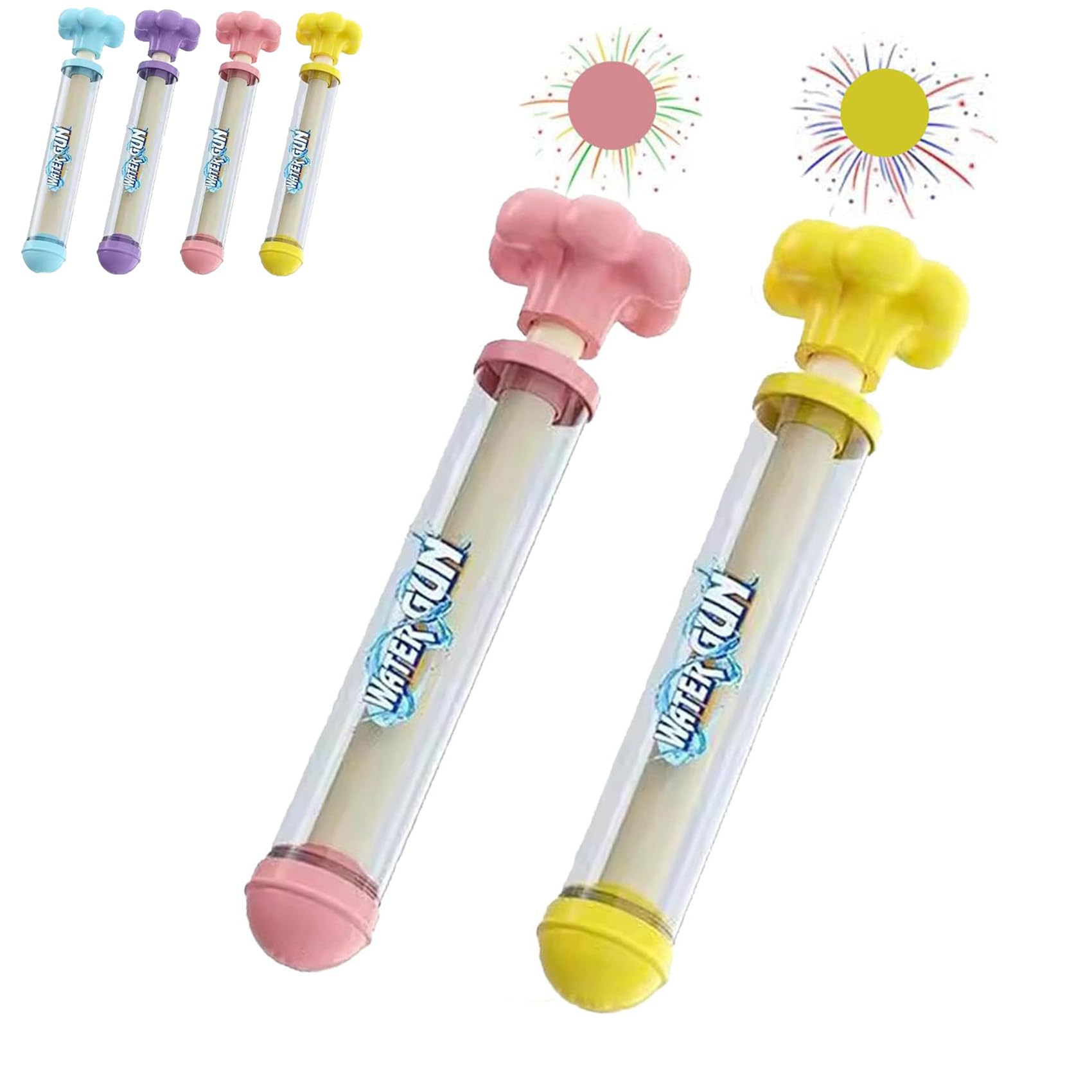 Firework Water Spray Gun - 2/4PCS Fireworks Water Gun, Funny Romantic FireworkWaterGun for Family Gatherings, Water Festivals, Pool Parties (Pink+Yellow)