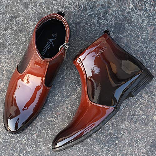 Image of Vellinto Royal Look Shoes for Men ll Casual Shoes for Men ll Patent Leather Zip /Chain Boots for Men