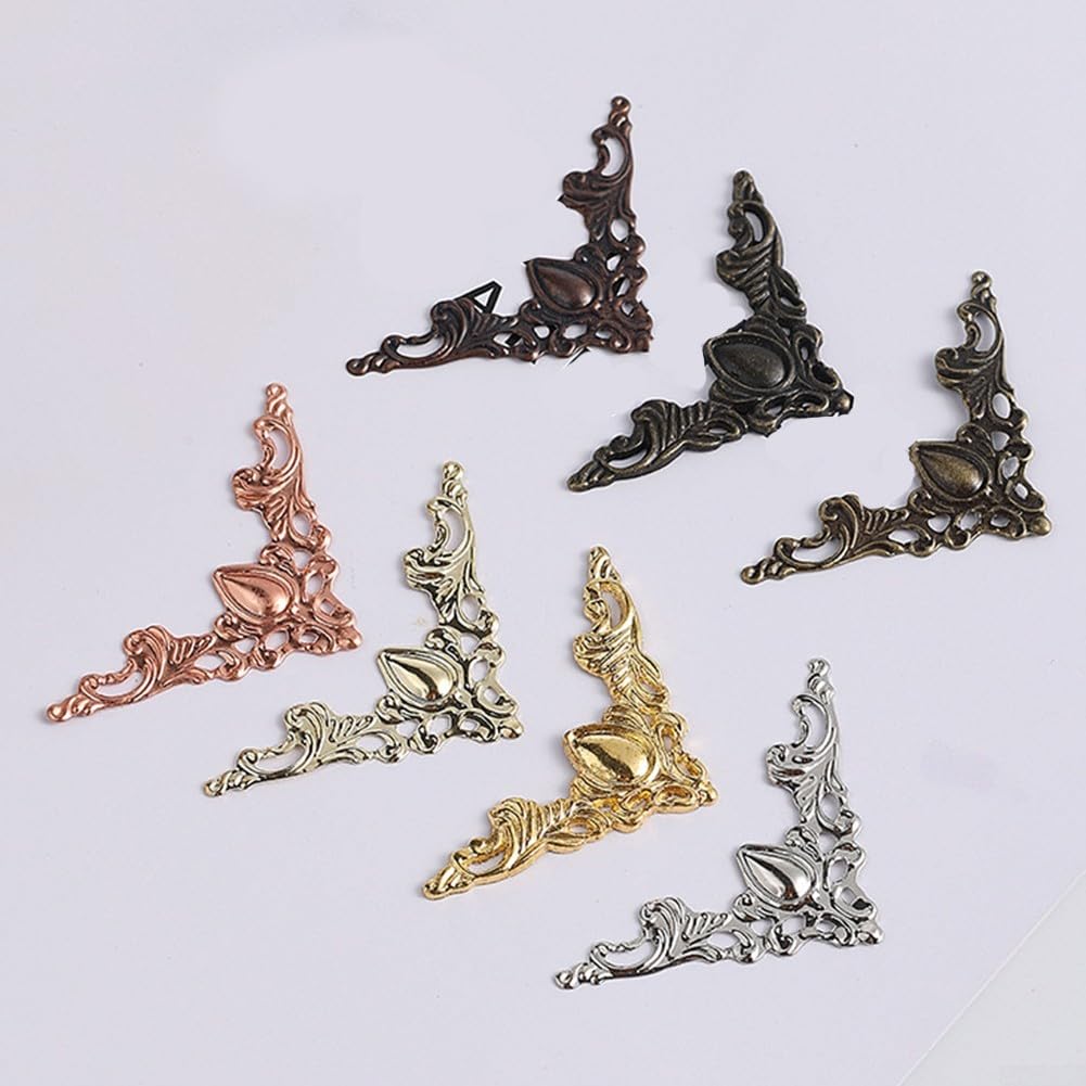 Adesivi angolari antichi, coperture angolari decorative in metallo, 12 pezzi, per mobili e scatole (bronzo)