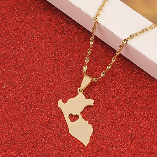 Stainless Steel Peru Map Pendant Necklaces Women Map of Peru Peruvian Jewelry3
