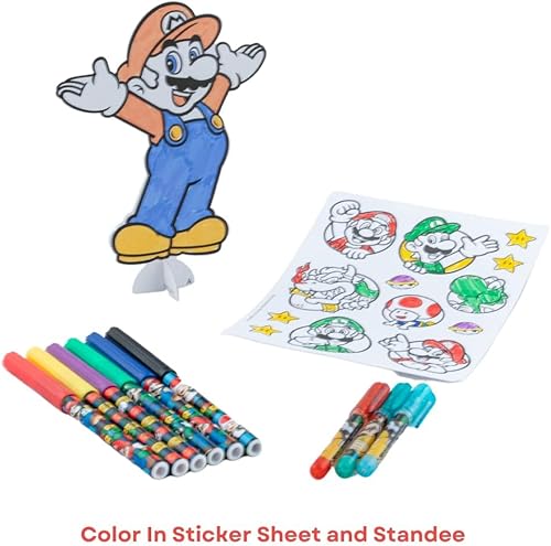 Miniatura 6 de Super Mario Brothers - Juego de actividades para colorear y calcomanías para niños con estuche de transporte de viaje