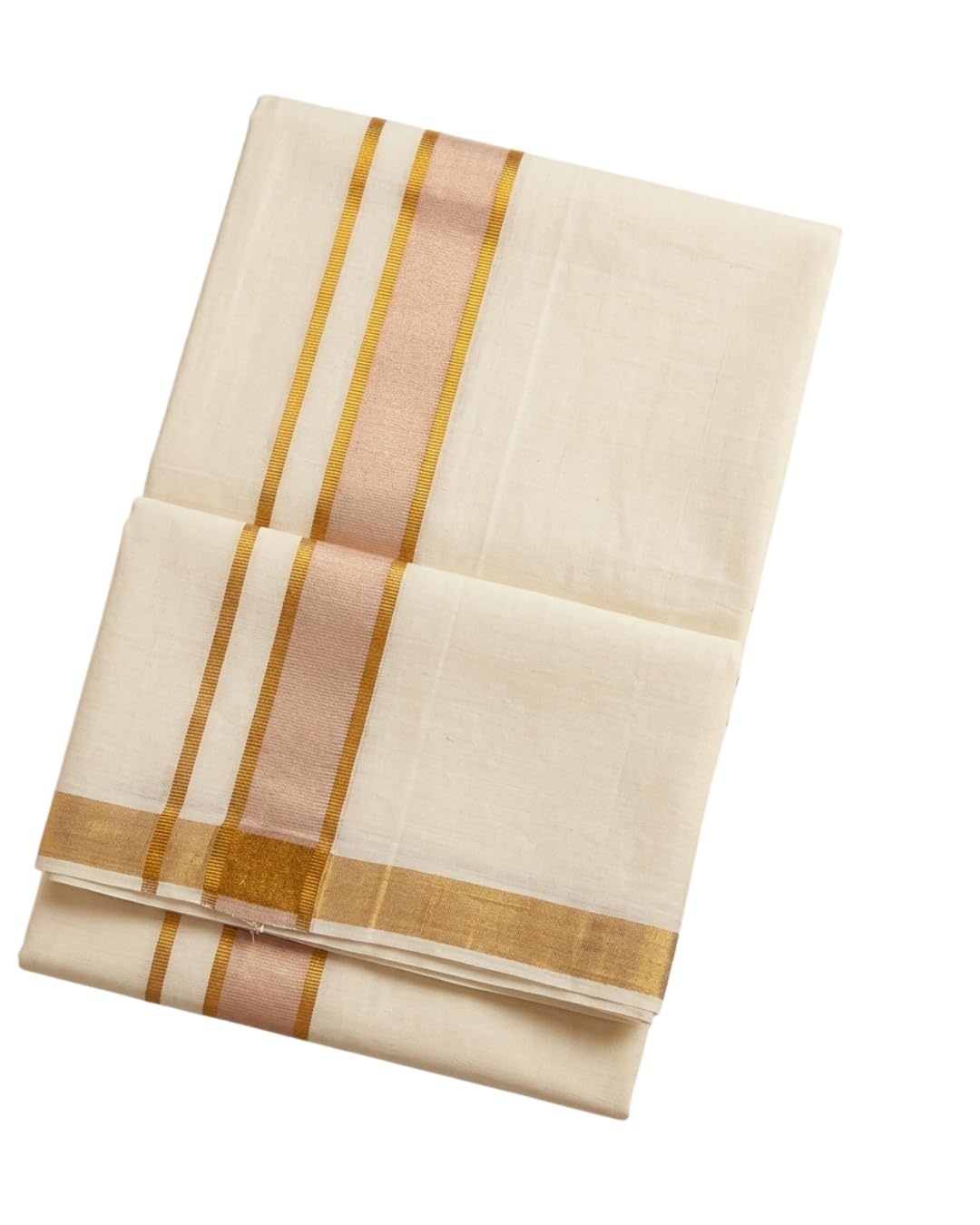 Men's Kerala Kasavu Cotton Dhoti with Golden Border 4 Meter-image-48