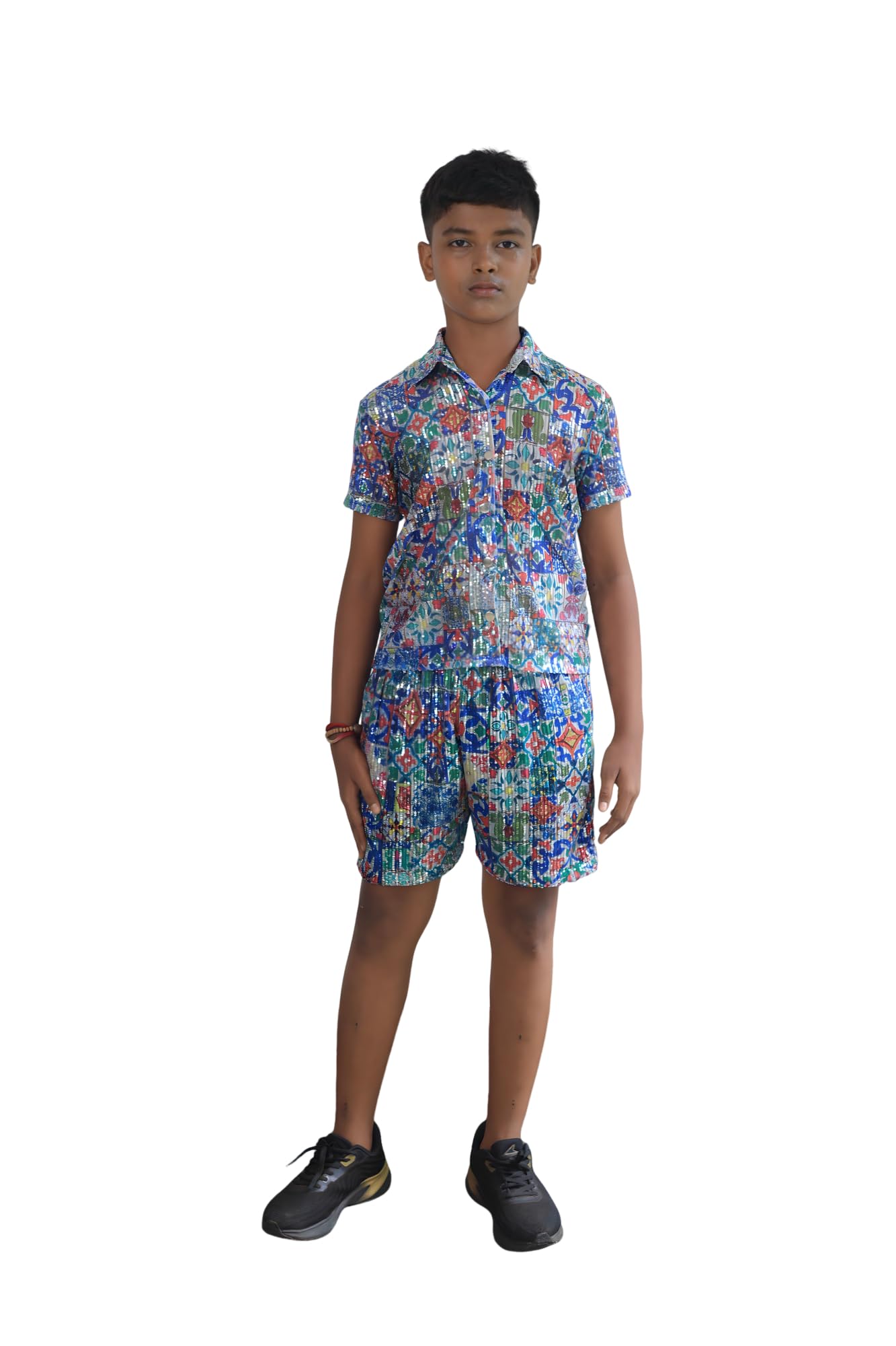 Ravi Rajoria Short Shirt Lycra Sequance for Kids Free Size Printed-image-36