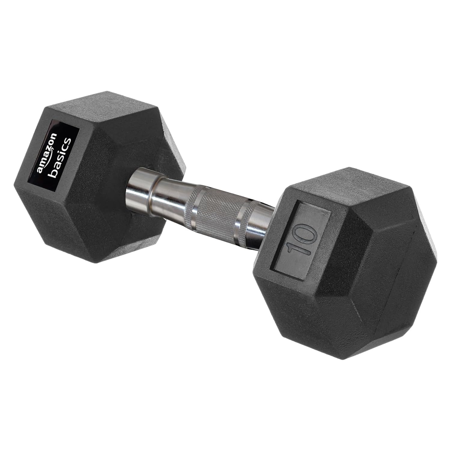 amazon basics Rubber Encased Hex Dumbbell Weight Set Of 1, 10 Kg, Black