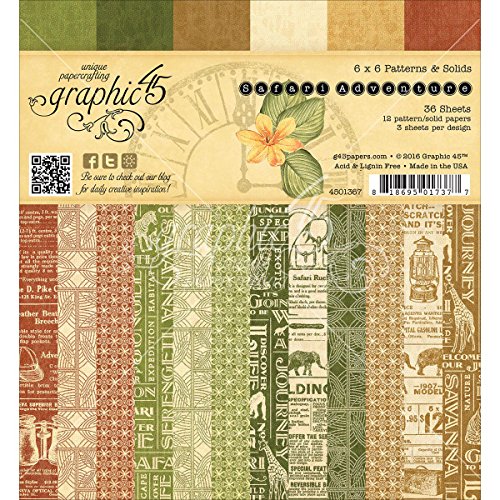 Graphic 45 Safari Adventure 6x6 Patterns & Solids