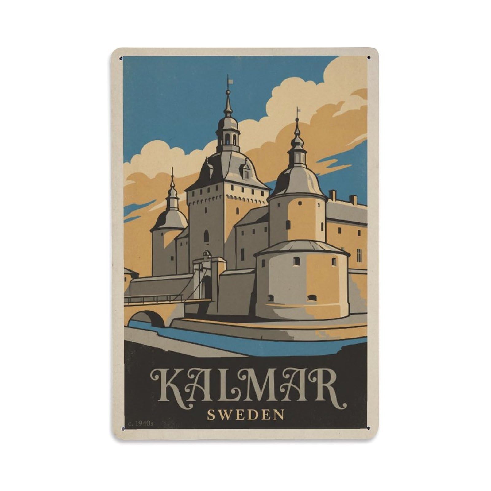 Travel Retro Sweden Kalmar Metal Tin Sign