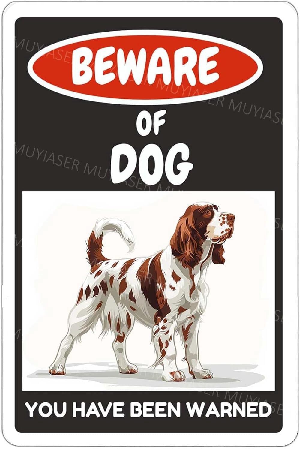 (2-Pack) Metal Tin Sign Beware Of Dog Sign English Springer You Have Been Warned Signs Door Sign Warning Sign For Fence Gate Yard Home Wall Decor 8x12 Inch