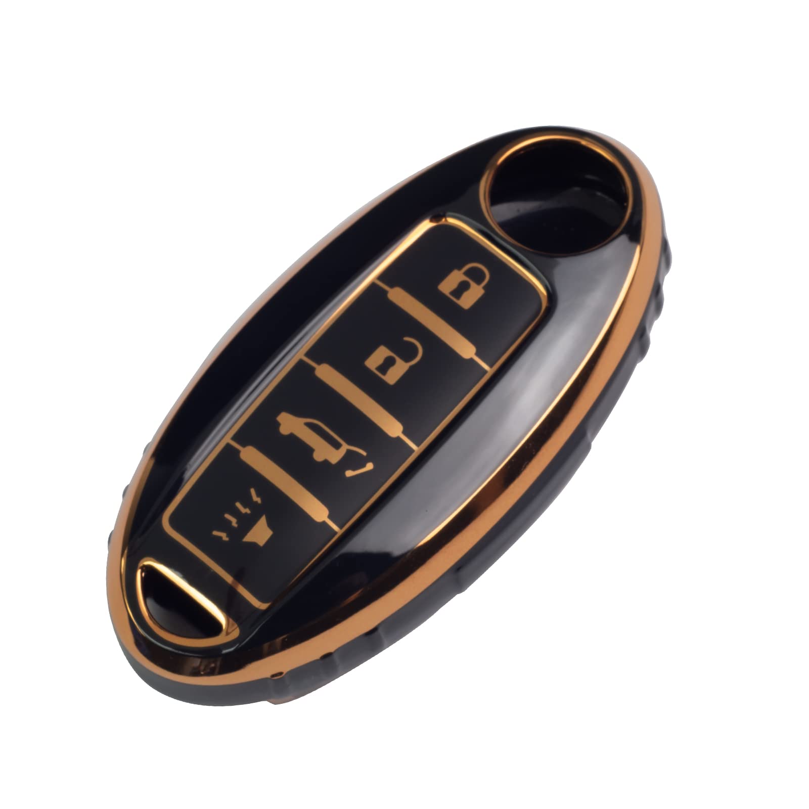 SK CUSTOMBlack TPU Gold Edge Smart Key Fob Case Compatible with Infiniti EX FX X G JX M Q QX Series for Nissan Altima Coupe Armada GT-R Maxima Murano Cross CABRIOLET Pathfinder Rogue SENTRA Versa