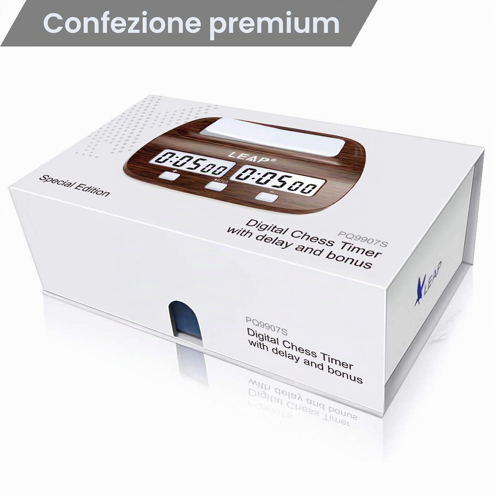 LEAP Orologio a scacchi con allarme conto alla rovescia e funzioni di ritardo per scacchi e giochi da tavolo per 2 giocatori, aspetto classico con venature del legno