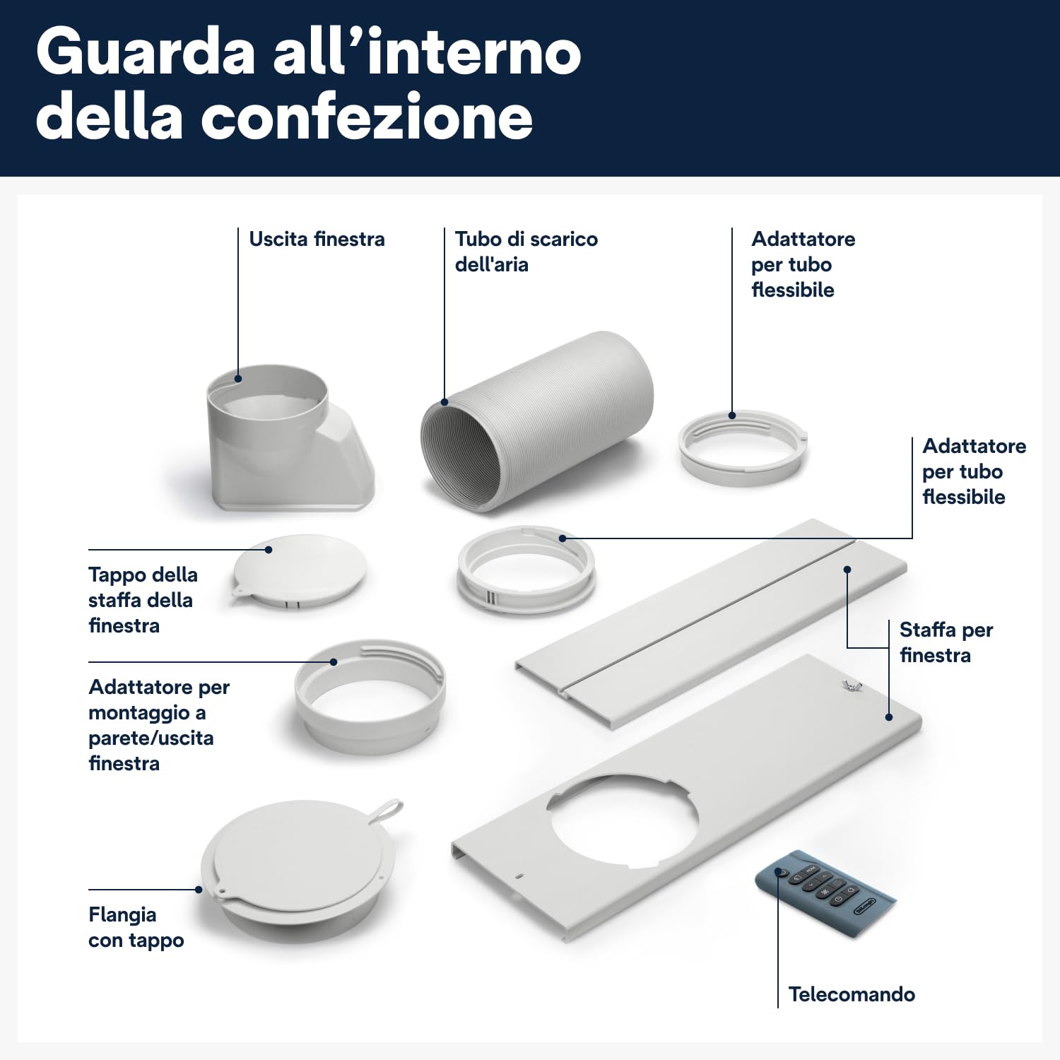 De'Longhi Pinguino PAC EX105 - Condizionatore portatile con tecnologia EcoRealFeel, 10.000 BTU/h, per ambienti fino a 100 m³, funzione di deumidificazione e ventilazione, timer 24 ore, classe di