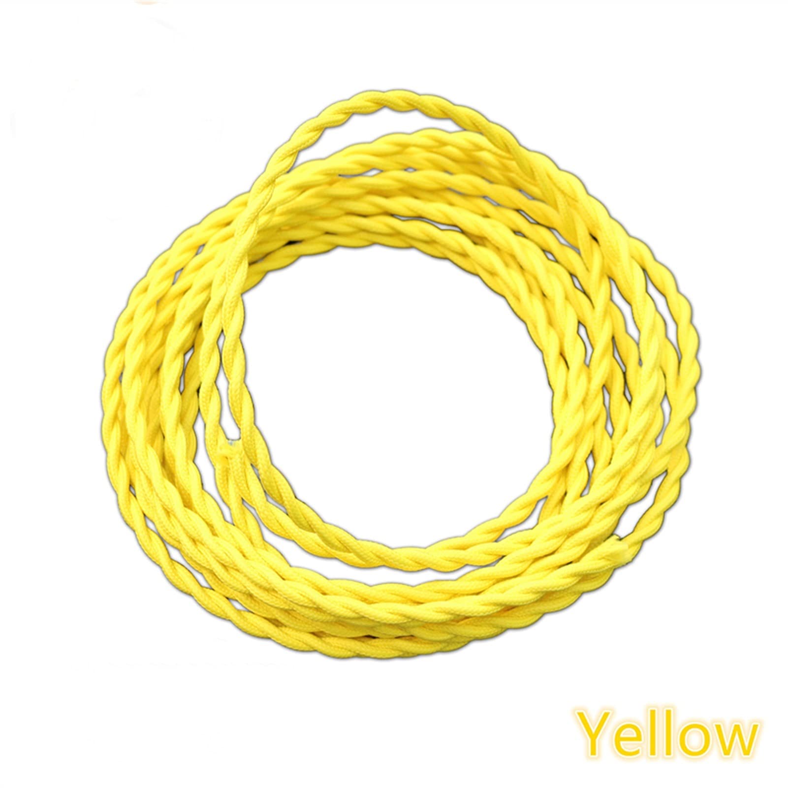 Silikonkabel, Elektrokabel 2 Teile / 2x0.75 Vintage elektrische Seildraht drehte Kabel Retro geflochtene Stoff DIY Pendelleuchte Schnur(Yellow,10m)
