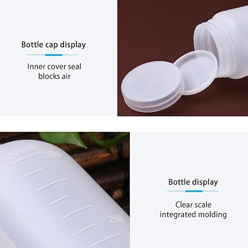 Miniatura 3 de Bettomshin 5 botellas de plástico PE de 16.9 fl oz (grado alimenticio), botella de reactivo de laboratorio de boca ancha, recipiente de