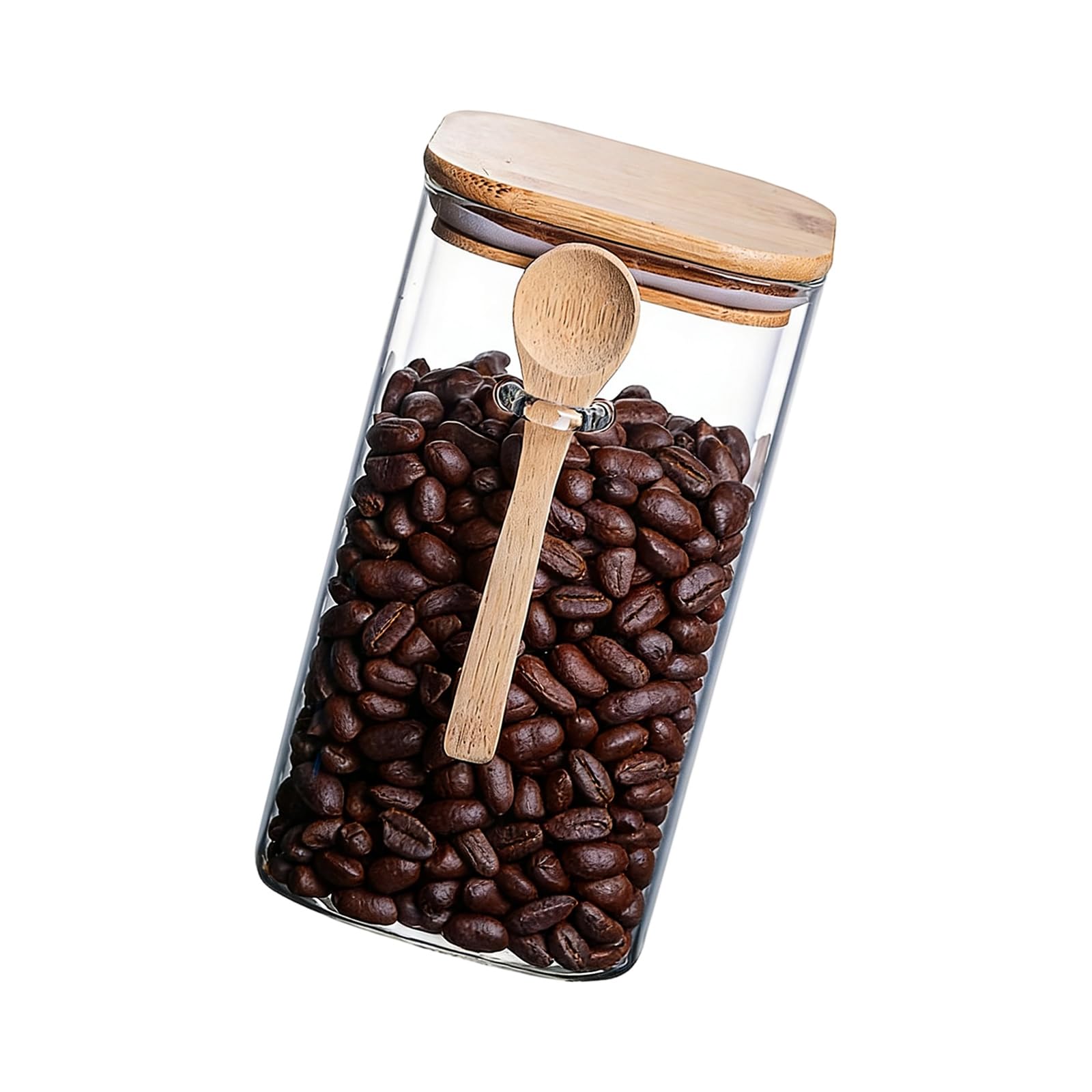 GTYLF Airtights Sealed Storage Jar for Coffee and Dry Goods Featuring Acrylic Body and Wood Lid Transparent Acrylic Food Containers