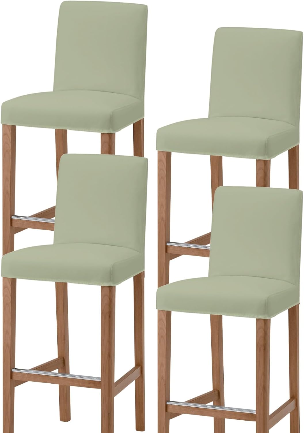 Sage Green Bar Stool Covers - Stretch Dining Chair Covers Set of 4, Farmhouse Sage Green Decor Bar Chair Covers Removable Counter Stool Pub Chair Slipcovers Protectors for Kitchen/Cafe